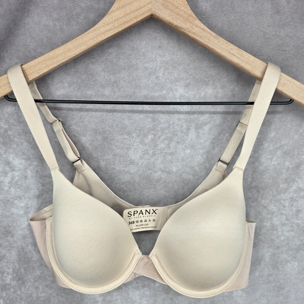 Spanx Pillow Cup Bra Womens 34B Nude T Shirt Underwire Padded Seamless